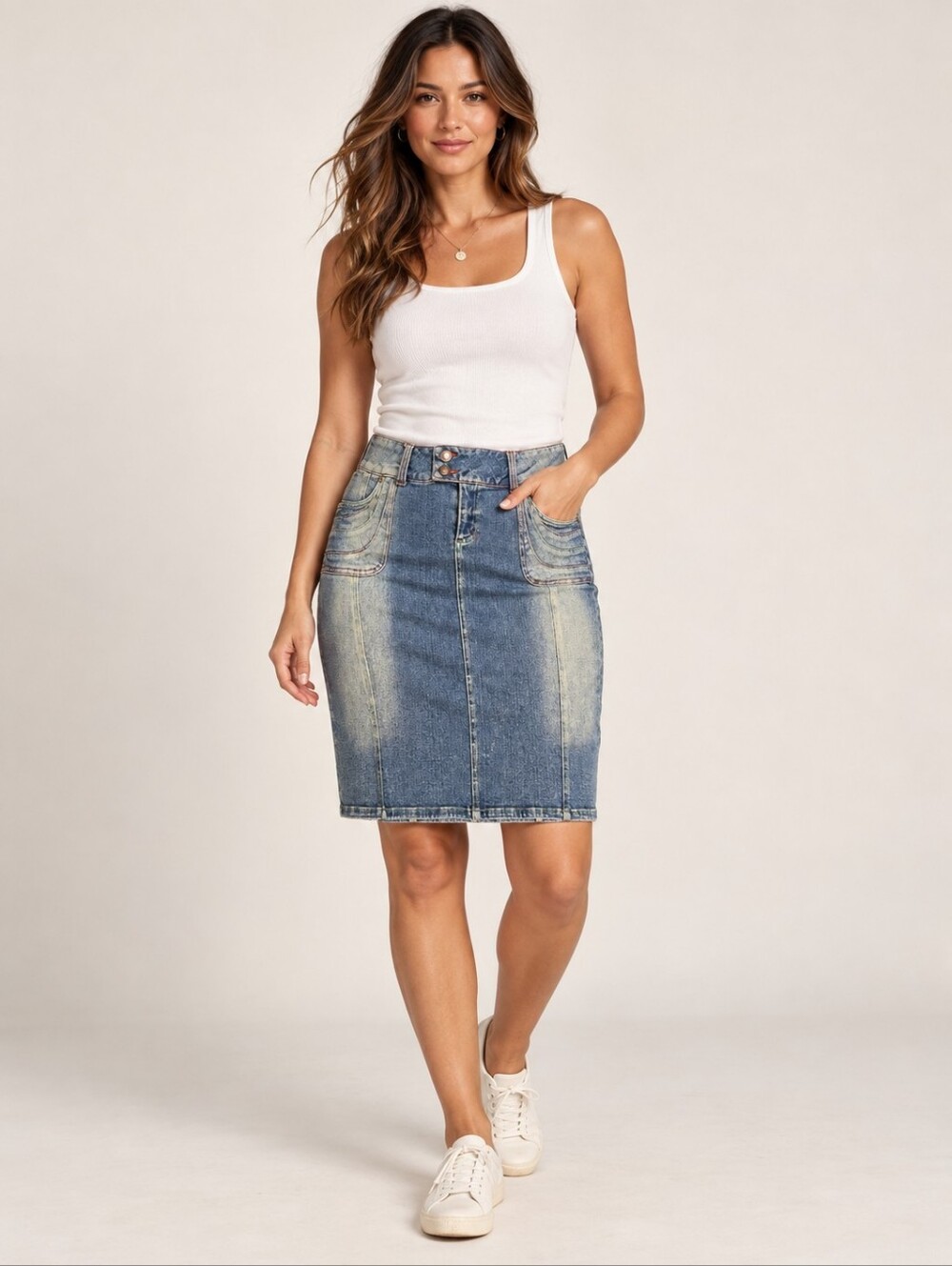 ❤️ RARE Y2K VINTAGE STRETCH DENIM PENCIL SKIRT, 12